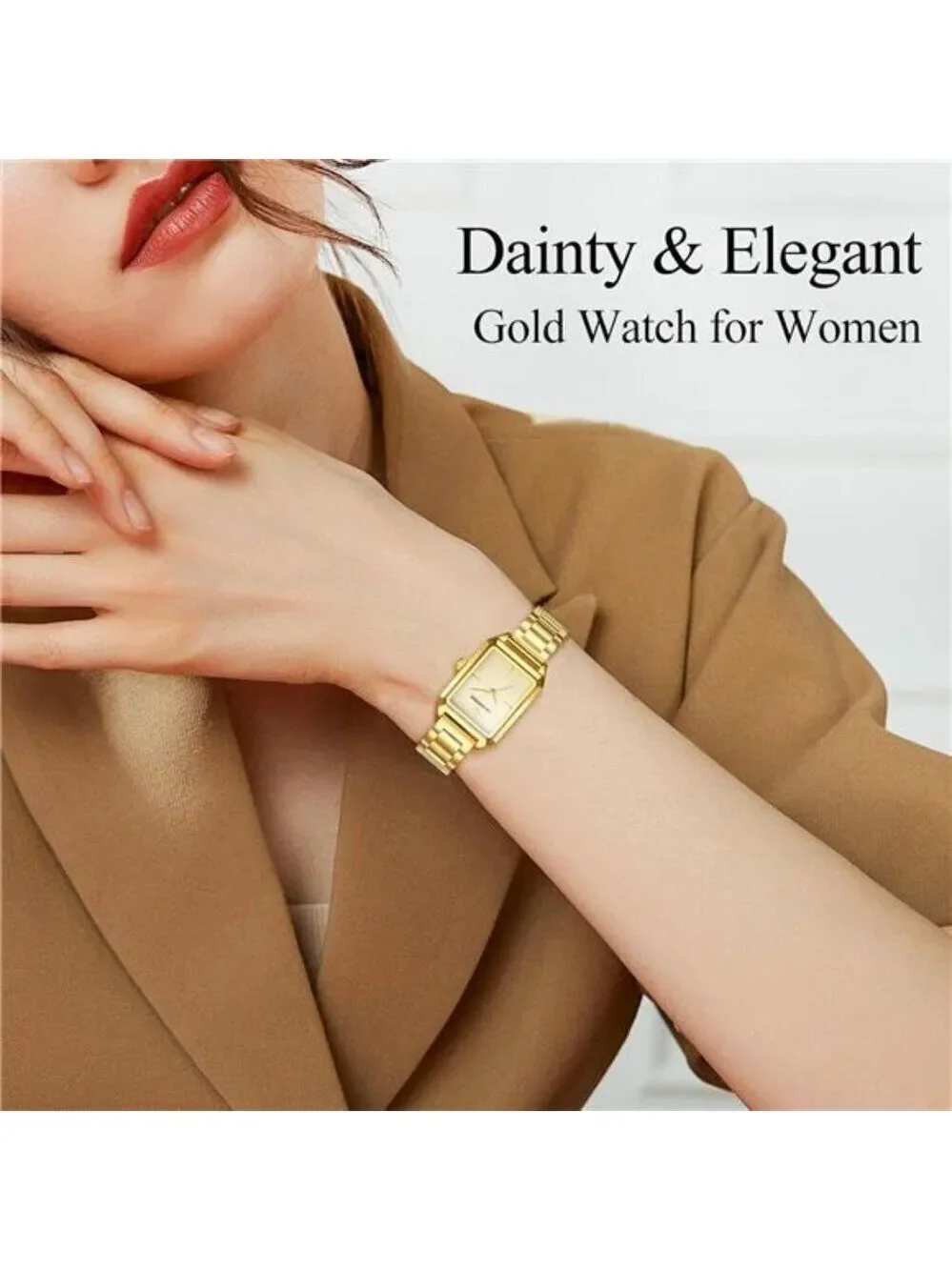 Gold Stainless Steel Quartz Bracelet Watch for Women Elegant Waterproof Gift